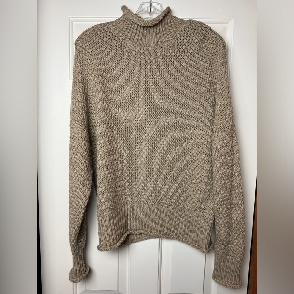 BLENCOT Turtleneck Sweater Batwing Long Sleeve Chunky Knit Pullover - Size Small